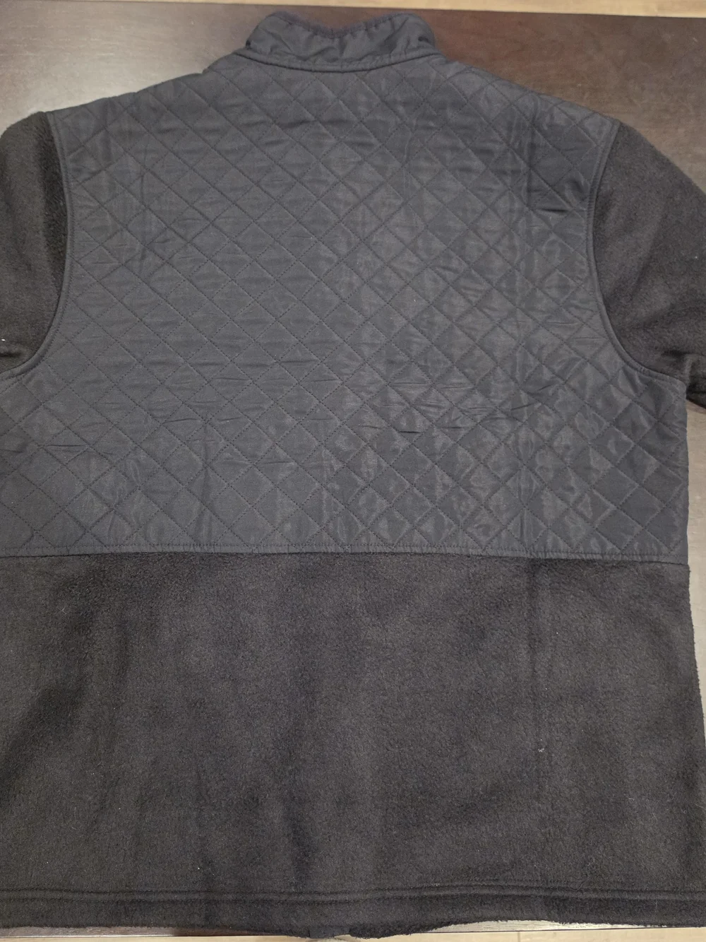 Eddie Bauer Black Quilted-Panel Fleece Jacket, M